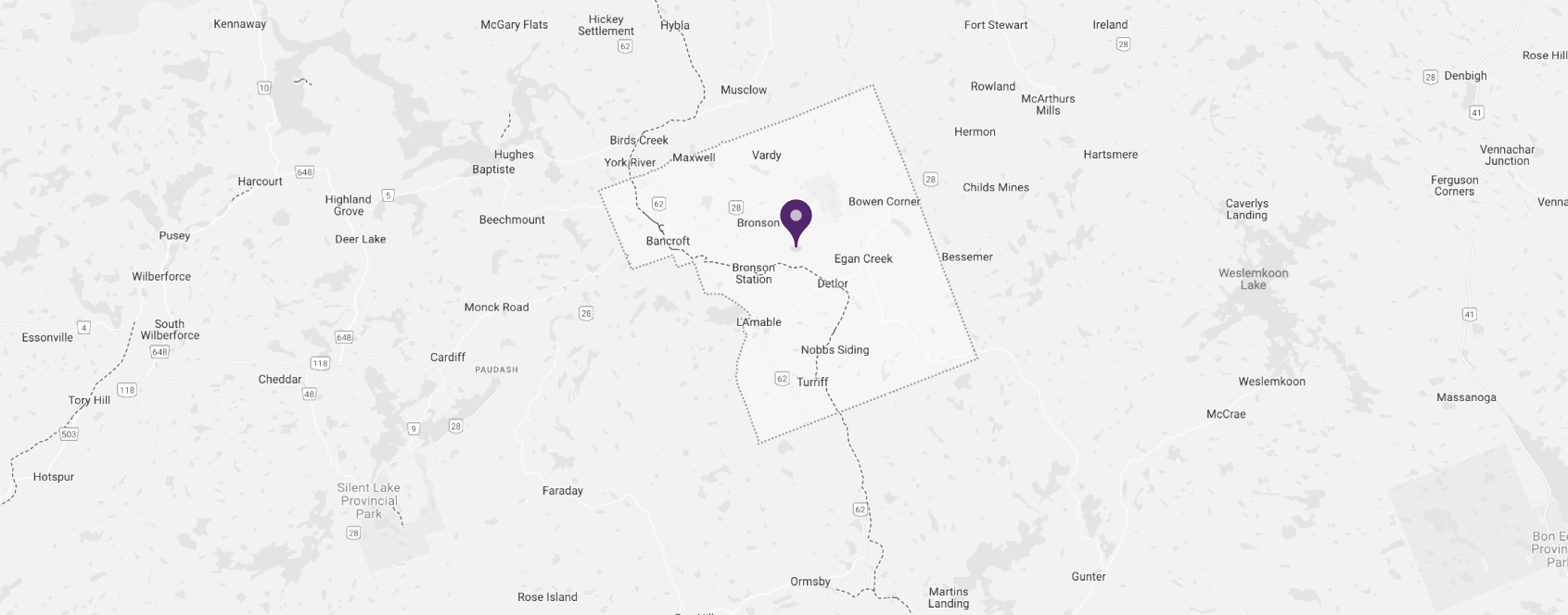 map outlining Bancroft