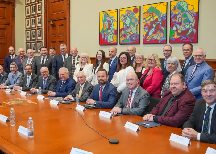 Photo of attendees at a Premier briefing